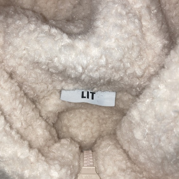 LIT Short Hooded Lined Jacket/Coat Cream Color Zipper Pockete M - Picture 4 of 5